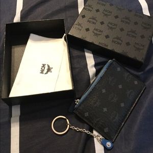 MCM Black Visetos Key Pouch
